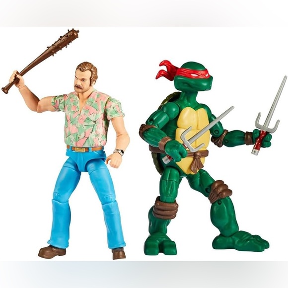NWT Teenage Mutant Ninja Turtles Stranger Things Raphael & Hopper Action Figures - Picture 11 of 16